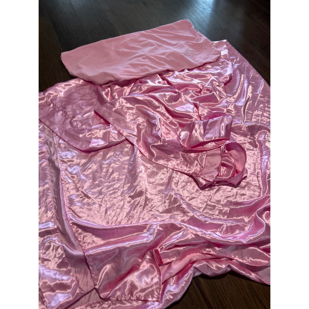 Juicy Couture Home Pink Satin and Velvet Bedding top sheet sham Glam        Y2K